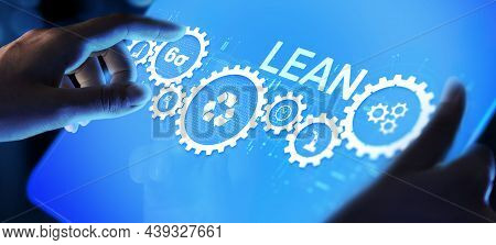 Lean Manufacturing And Software Development Methodology Concept On Screen.