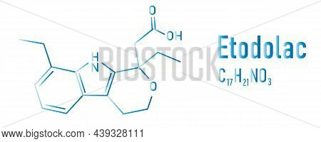 Etodolac Nsaid Drug Molecule. Skeletal Chemical Formula.