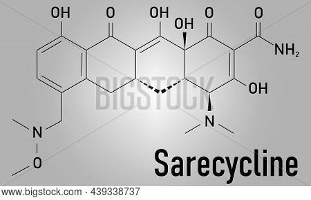Sarecycline Antibiotic Drug Molecule, Tetracycline Class. Skeletal Formula.
