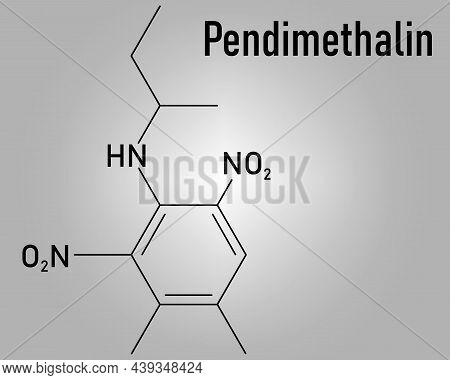 Pendimethalin Dinitroaniline Class Herbicide Molecule. Skeletal Formula.