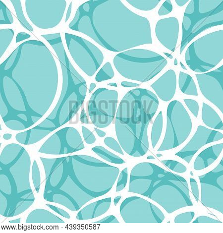 Seamless Pattern Like Sea Foam With Shadow. Blurred White Circles Like Bokeh Isolated On Blue Backgr