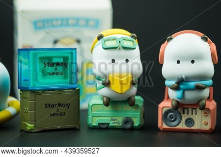 Bangkok, Thailand - November 11, 2021 : Close Up Of Cute Figure Star Moly Tuo Tuo Wonder Ride Series