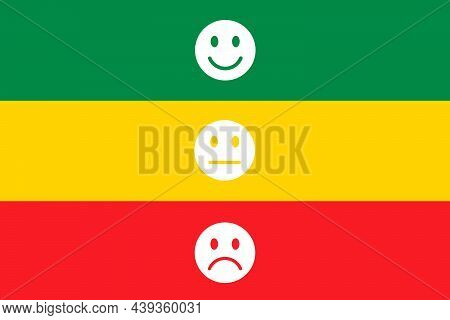 Smiling Face Emoji Background. Happy Smile Positive Icon Pattern, Green, Yellow And Red. World Smile