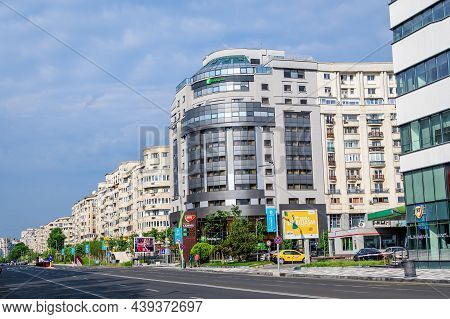 Bucharest, Romania - 6 June 2021: Blocks Of Flats Near Bulevardul Decebal (decebal Boulevard) Close 