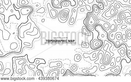 Topographic Map Abstract Background. Outline Cartography Landscape. Topographic Relief Map On White 
