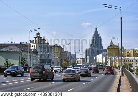 View Of The Garden Ring, Sadovo-sukharevskaya Street, Traffic Flow In The City: Moscow, Russia - Sep