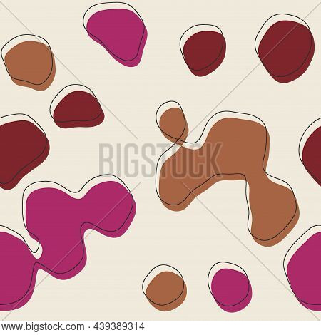 Seamless Abstract Organic Blog Shapes In Various Colors With Offset Outline Surface Pattern Design F