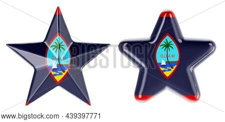 Stars With Guamanian Flag, 3d Rendering Isolated On White Background
