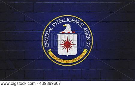 The Cia (central Intelligence Agency) Painted On A Brick Wall.