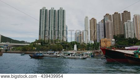 Ap Lei chau, Hong Kong 30 May 2021: Hong Kong fishing port inside typhoon shelter