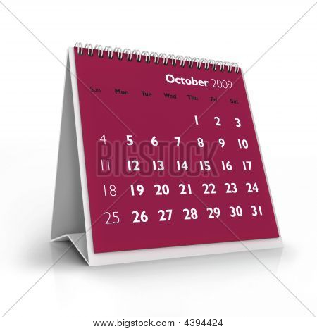 2009 日历。10 月