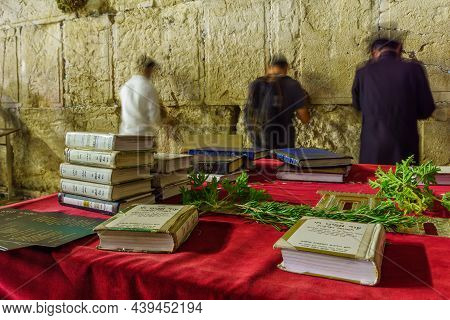 Jerusalem, Israel - August 29, 2021: Jewish Prayers Perform Selichot, Jewish Penitential Prays, At T