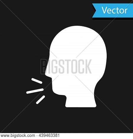 White Man Coughing Icon Isolated On Black Background. Viral Infection, Influenza, Flu, Cold Symptom.