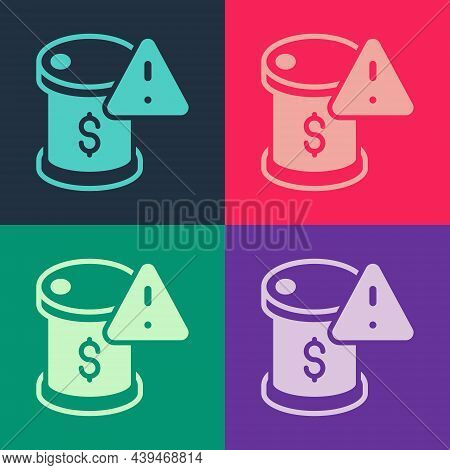 Pop Art Drop In Crude Oil Price Icon Isolated On Color Background. Oil Industry Crisis Concept. Vect