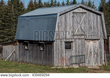 Old Barn On A Farm In The Canadian Countryside
