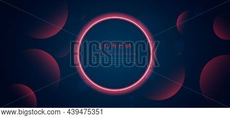 Abstract Red Gradients Color Overlapping Circles On Dark Blue Background. Modern Concet. Vector Illu