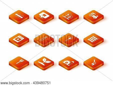Set Garden Pitchfork, Plant, Pack Full Of Seeds Of Plant, Carrot, Farm House, Shovel, Honey Dipper S