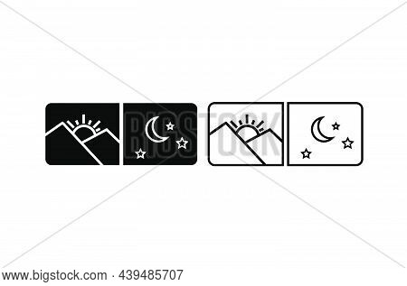 Day Night Mode Button With Nature Vector. Mobile App Interface Design Concept. Dark Mode Switch. Day