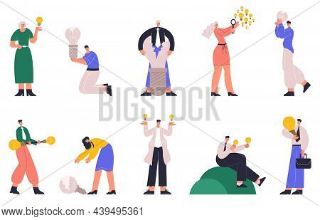 Business People Having Good Ideas And No Idea Unsuccessful Characters. Light Bulbs Creative Ideas Me