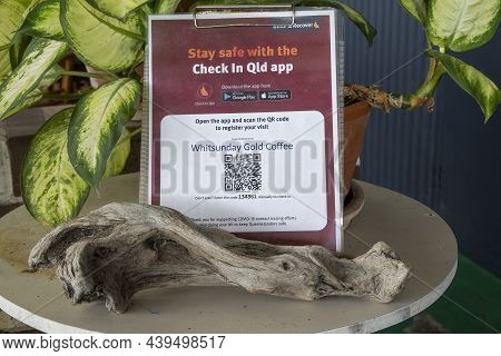 Proserpine, Queensland, Australia - November 2021: Check In Qld App To Stay Safe From Covid