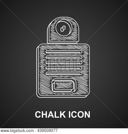 Chalk Intercom Icon Isolated On Black Background. Vector