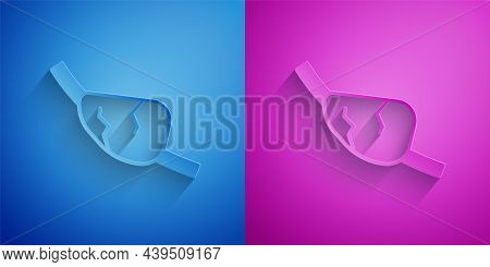 Paper Cut Pirate Eye Patch Icon Isolated On Blue And Purple Background. Pirate Accessory. Paper Art 