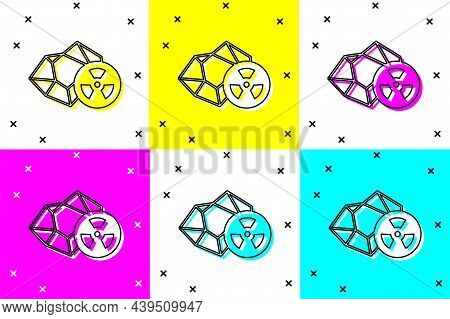 Set Radioactive Icon Isolated On Color Background. Radioactive Toxic Symbol. Radiation Hazard Sign. 