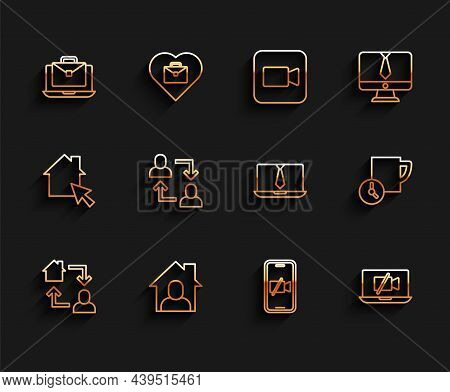 Set Line Online Working, Video Camera Off On Mobile, Laptop, Project Team Base, Time Management And 