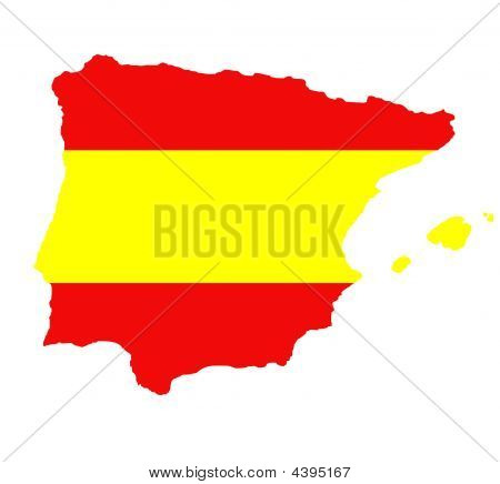 Kontur kort over Spanien på hvid