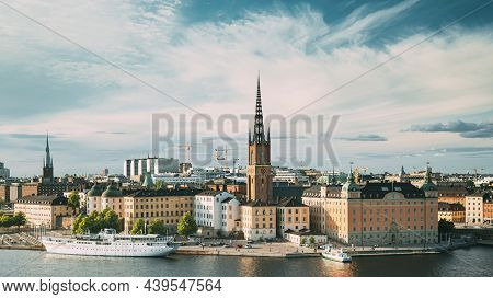 Stockholm, Sweden. Gamla Stan Is Famous Popular Place And Destination Scenic. Riddarholm Church In S