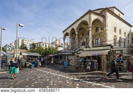 Athens, Greece. November 2021. Exterior View Of The Tzisdarakis Mosque In Monastiraki Square