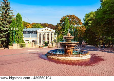 Central Fountain At Theatre Or Teatralnaya Square Near Kurortny Park In Yessentuki, A Spa City In Ca