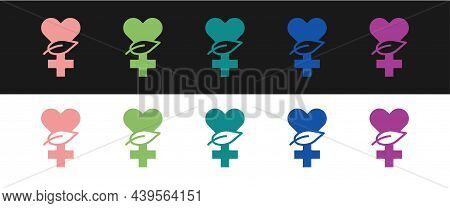 Set Ethnoscience Icon Isolated On Black And White Background. Gardening, Ethnoscience And Organic Co