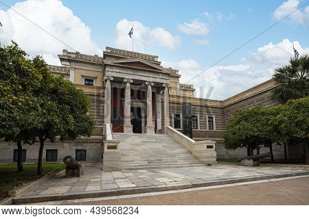 Athens, Greece. November 2021 .exterior View Of The Old Greek Parliament House In The City Center