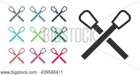 Black Burning Match With Fire Icon Isolated On White Background. Match With Fire. Matches Sign. Set 