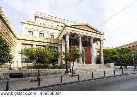 Athens, Greece. November 2021 .exterior View Of The Old Greek Parliament House In The City Center