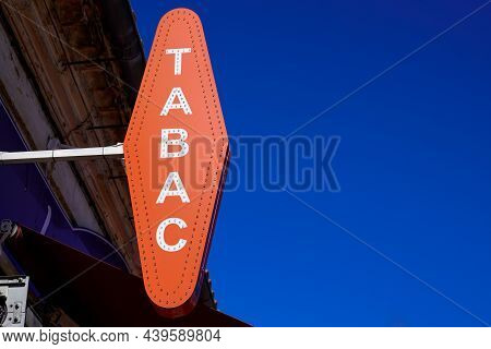 Bordeaux , Aquitaine France - 11 05 2021 : Tabac Light French Red Shop Tobacco Brand Sign With Frenc