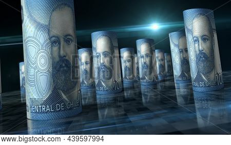 Chile Pesos Money Banknotes Pack 3D Illustration