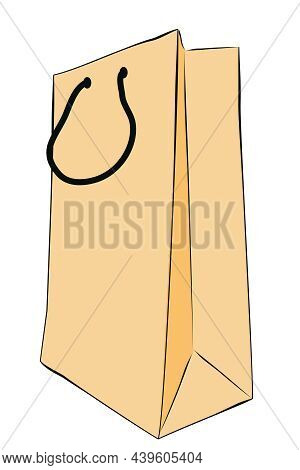 Simple Vector Hand Draw Sketch Brown Mockup Of Paper Bag