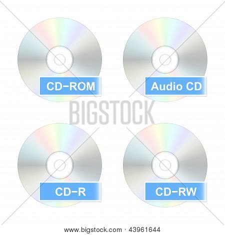 Cd Disk Icons. Vector Illustration