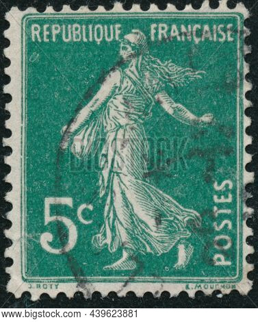 Vintage Stamp Printed In France Circa 1906 Shows Antique Sower