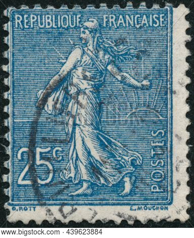 Vintage Stamp Printed In France Circa 1903 Shows Antique Sower