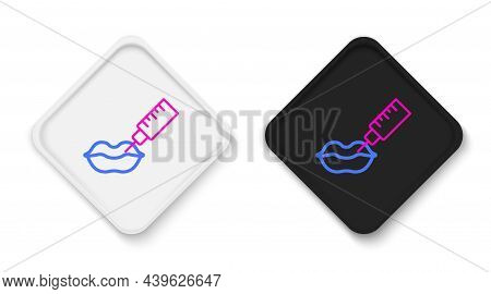 Line Lip Augmentation Icon Isolated On White Background. Hyaluronic Acid Lips Injection. Contour Pla