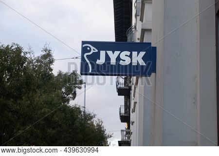 Budapest, Hungary - 1 November 2021: Jysk Sign Symbol On Street, Close-up Illustrative Editorial.