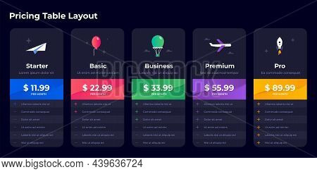 Price Comparison. Spreadsheet Compare Chart Layout. Subscription Plan With Features Checklist. Produ