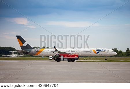 Ukraine, Kyiv - September 1, 2021: Passenger Plane Of The Azurair Airline At The Airport. Aircraft U