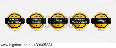 Certified Badge With Luxury Yellow And Black. Professional Certification Law In Multiple Categories.