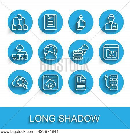 Set Line Search Cloud Computing, Failed Access Storage, Folder Tree, File Document, Server, Social N
