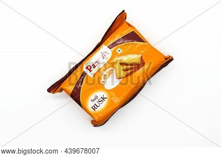 Noida , Utter Pardesh , India - October 20 2021 , Crispy Rusk , A Picture Of Crispy Rusk On White Ba
