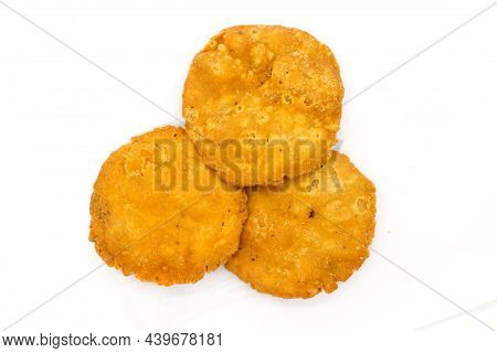 Crispy And Salty Mathri On White Background With Selective Focus